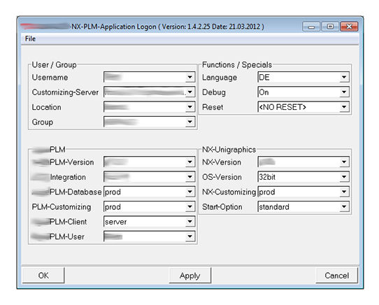 NX PLM Startfenster